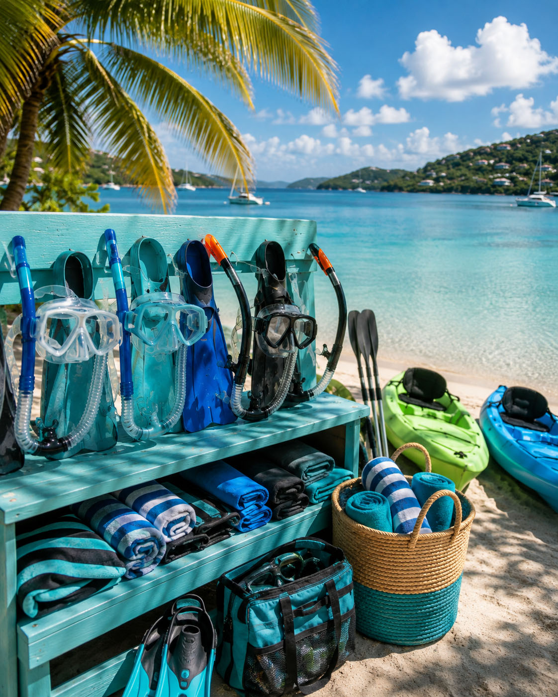 Snorkelling in the clear shallow water at Magens Bay
